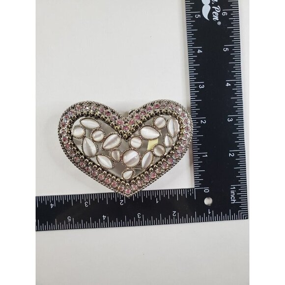Women's Belt Buckle Heart-Shaped Rhinestones Silver-tone Western Cowgirl - Picture 5 of 5